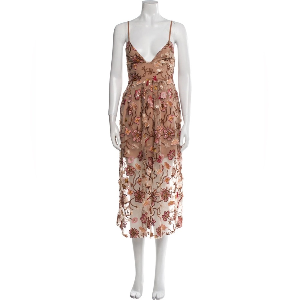 For Love & Lemons Botanic Embroidered Midi Dress Size Large Rare